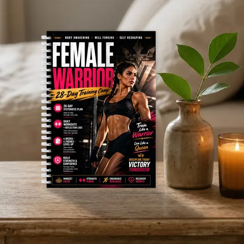 Female Warrior 28-Tage Fitness-Trainingsplan Spiralnotizbuch A5 Trainingsplaner Fitnessjournal Mit Zielsetzung Für Frauen