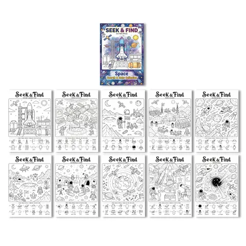 Libro da Colorare Educativo a Tema Spaziale Per Bambini Poster da Disegno Con Motivi di Astronauti Razzi Pianeti Graffiti Per Bambini