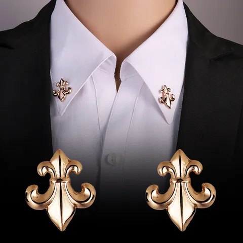 Vintage Gothic Fleur-de-lis Anchor Brooch Lapel Pin For Men Suit Shirt Collar Accessory Alloy Gold Silver Jewelry Gift