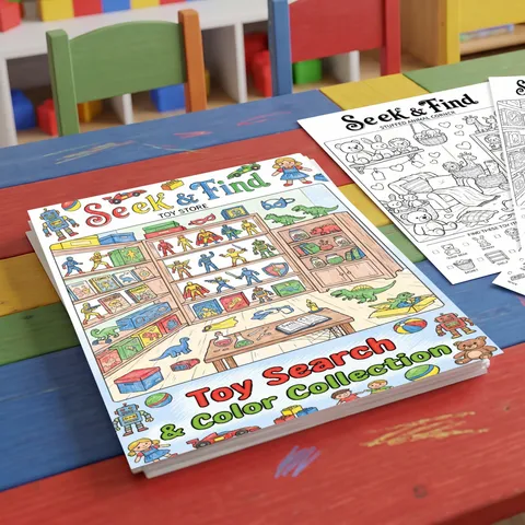 Kids Seek And Find Toy Store Coloring Book Poster Educational Painting Doodling A4 Size Paper Activity Set For Children