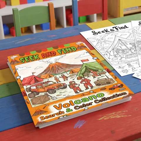 Volcano Theme Seek And Find Coloring Book For Kids Educational Graffiti Drawing Poster Set A4 Paper Painting Pad Children Gift