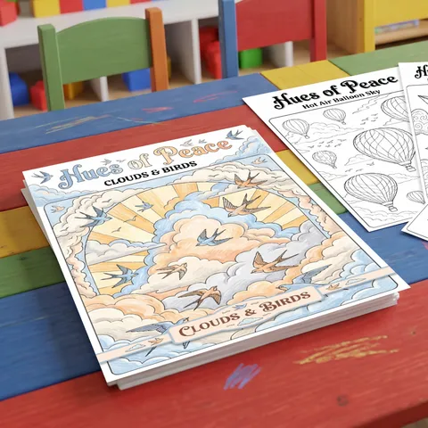 Libro Da Colorare A Tema Nuvole E Uccelli Per Bambini Carta Da Disegno Educativa Per Graffiti Fai Da Te Poster Di Line Art