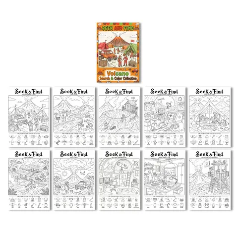 Volcano Theme Seek And Find Coloring Book For Kids Educational Graffiti Drawing Poster Set A4 Paper Painting Pad Children Gift
