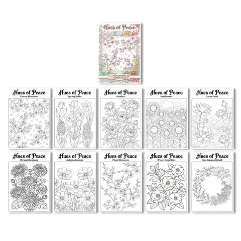 Pósteres para Colorear con Tema de Flores de las Cuatro Estaciones para Niños Libro de Dibujo de Grafiti Creativo Pintura Educativa Papel de Arte Floral DIY