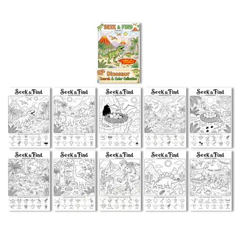 Libro Da Colorare Dinosauri Cerca E Trova Per Bambini Carta A4 Animali Preistorici Poster Educativo Da Disegno Per Bambini