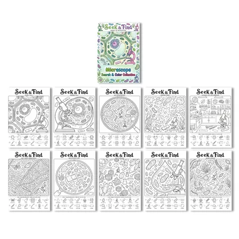 Children Fun Seek Find Coloring Book Paper Material Scientific Microscope Microbial World Search Color Poster Painting Art Collection