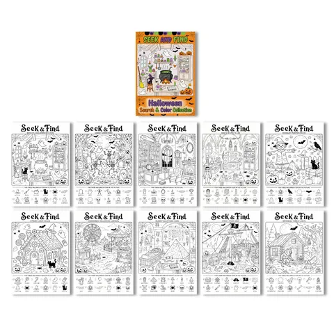 Libro Da Colorare E Cercare Halloween Per Bambini Poster Da Disegno Educativo Attività Divertente Regalo Di Halloween