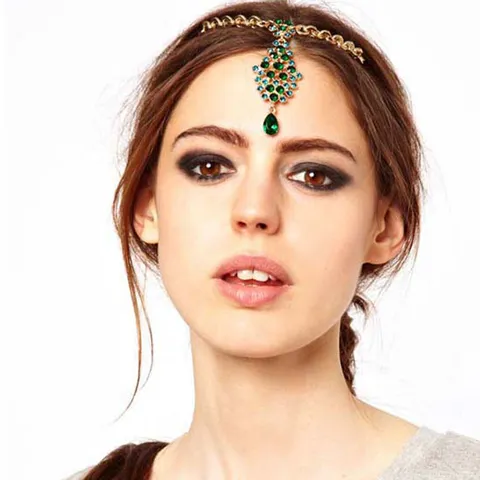 Chaîne de Front Style Indien Maang Tikka Femmes Mariage Strass Gland Coiffe Ethnique Princesse Bijoux de Cheveux