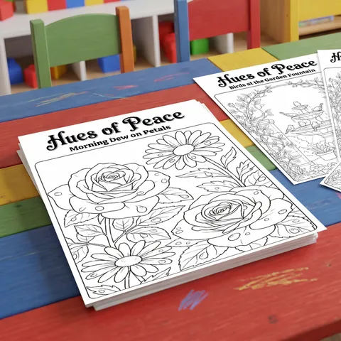 Nature Flower Bird Coloring Posters Stress Relief Hand Drawn DIY Graffiti Coloring Paper For Kids Adults Botanical Art Wall Decor