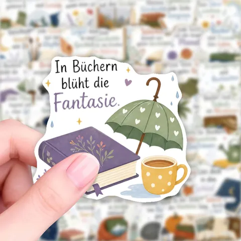 Literary Fresh German Quotes Stickers Book Coffee Umbrella Scrapbooking Journal DIY Waterproof PVC Decoration