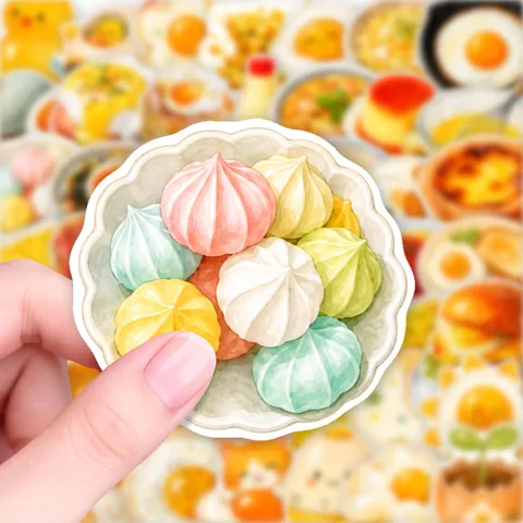 Watercolor Food Dessert Theme Decorative Stickers For Journal Notebook Mobile Phone Case Waterproof PVC DIY Decals