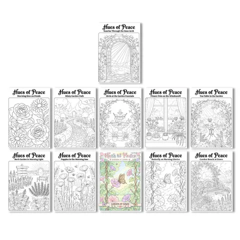 Nature Flower Bird Coloring Posters Stress Relief Hand Drawn DIY Graffiti Coloring Paper For Kids Adults Botanical Art Wall Decor