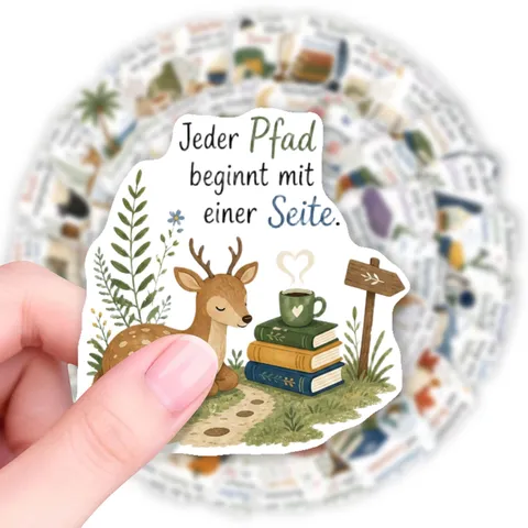Literary Fresh German Quotes Stickers Book Coffee Umbrella Scrapbooking Journal DIY Waterproof PVC Decoration