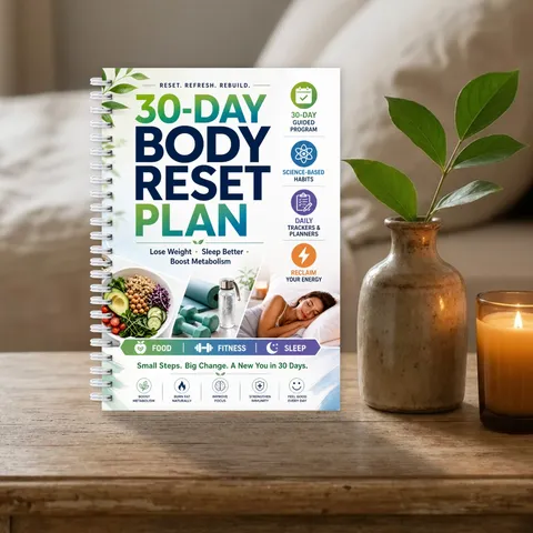 Modern Day Body Reset Plan Spiral Notebook Printed Twin Wire Bound Daily Fitness Habit Tracker Journal School Office Stationery