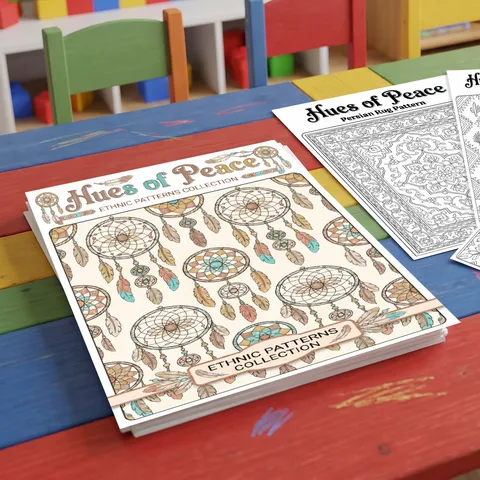 Libro da Colorare Collezione Motivi Etnici Carta A4 10 Pagine Mandala Acchiappasogni Pittura Creativa Fai da Te per Bambini