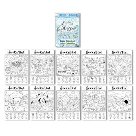 Poster Da Colorare Cerca E Trova Animali Polari Per Bambini Libro Da Disegno Educativo Carta A4 Per Bambini Piccoli