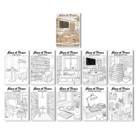 Libro de Póster para Colorear de Cafetería y Librería Dibujado a Mano para Niños Artes y Manualidades Pintura Graffiti Papel