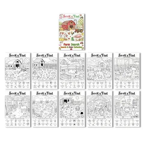 Libro da Colorare Educativo Animali della Fattoria per Bambini Poster da Disegno Carta A4 Libro di Attività di Esplorazione Regalo