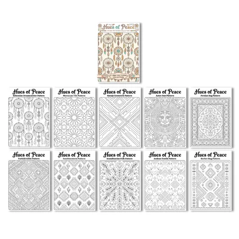 Libro da Colorare Collezione Motivi Etnici Carta A4 10 Pagine Mandala Acchiappasogni Pittura Creativa Fai da Te per Bambini