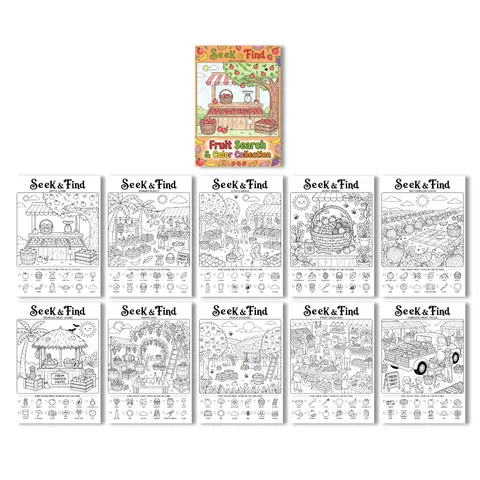Poster da Colorare Cerca e Trova Mercato della Frutta per Bambini Libro da Disegno in Carta Tema Frutta Cercare e Colorare Set Attività Educative