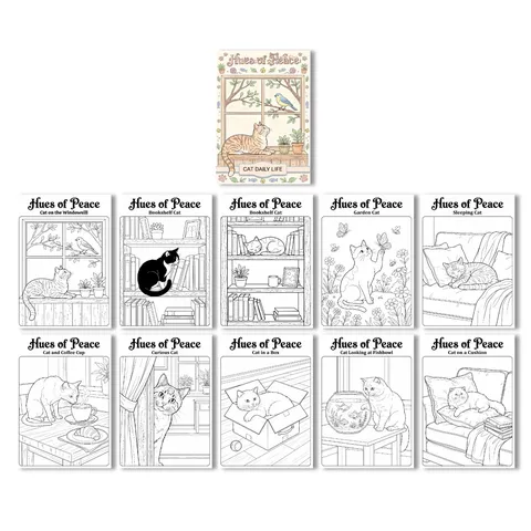 Lindo Libro de Colorear de Gatos para Niños Juego de Dibujo de Papel de Póster de Grafiti Dibujado a Mano DIY Regalo