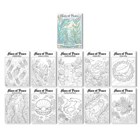 Libro da Colorare per Bambini Tema Oceano Mondo Sottomarino Poster Graffiti Animali Marini Kit Disegno Educativo
