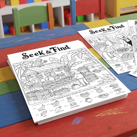 Seek And Find Coloring Posters For Kids Educational Drawing Paper Set Fruit Farm Theme Interactive Art Activity Line Art