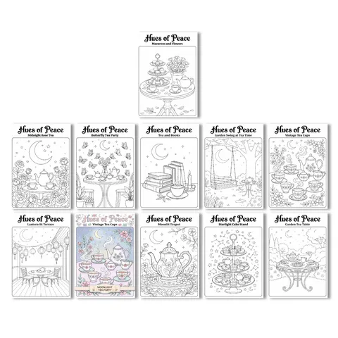 Vintage Artistic Hand-Drawn Coloring Posters DIY Painting Paper Drawing Sheets Black And White Sketches For Kids Adults