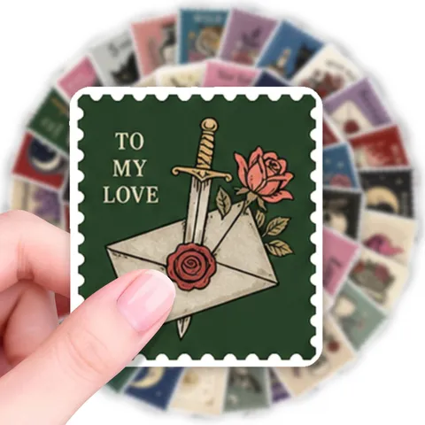 Vintage Postzegel Stijl Stickers Retro Handgetekende Decoratieve Stickers Voor Scrapbooking DIY Journaling Stationery Stickers