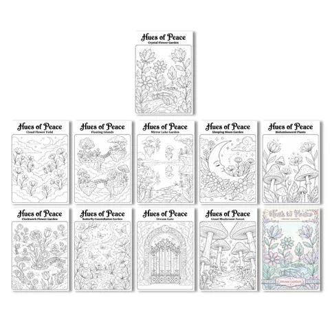 Fantasy Forest Botanical Floral Theme Coloring Posters For Kids Drawing DIY Paper Craft Doodle Painting Sheets