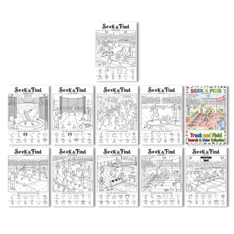 Affiches De Coloriage Chercher Et Trouver Thème Athlétisme Pour Enfants Papier À Colorier Éducatif Activité Artistique DIY