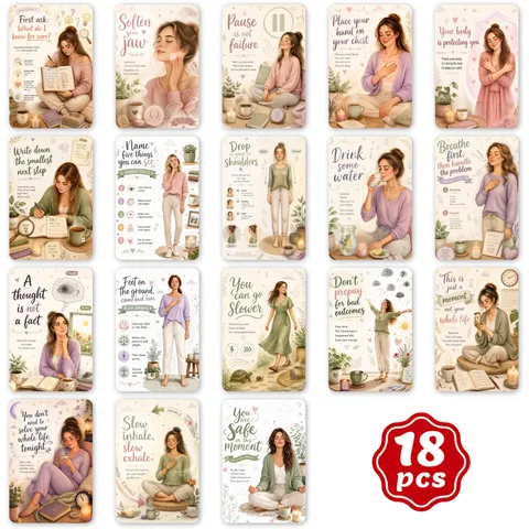 Mindfulness Guidance Cards For Emotional Stress Relief Meditation Affirmation Watercolor Botanical Coated Paper Cards Set For Home Office Decor Gift