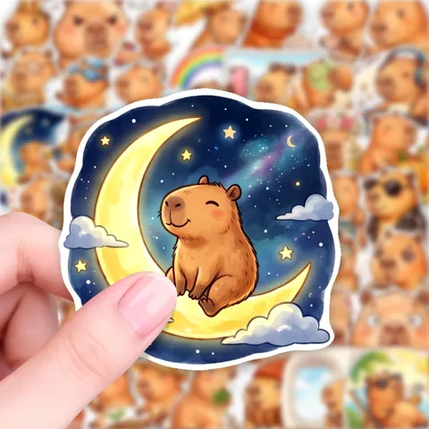 Cute Cartoon Capybara Stickers Waterproof PVC Decorative Decals For Journal Phone Case Scrapbooking Stationery Supplies