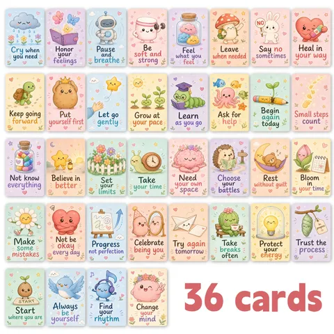 Still Okay Carte delle Emozioni per Consulenza Psicologica Strumento di Supporto Cute Cartoon Autoguarigione Carte Motivazionali