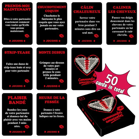 French Version Couples Interactive Card Game For Adults Romantic Tabletop Board Game With Heart Lips Pattern Fun Commands