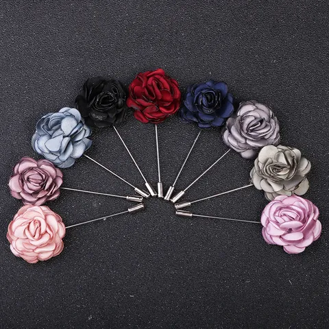 Broche Fleur Camélia en Tissu Élégante Épingle à Revers Longue Mode Corsage Badge de Robe Manteau Floral Chic Cadeau Pour Femmes