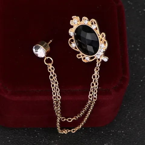Vintage Legierung Strass Quaste Kette Brosche Euro Amerikanischen Palast Stil Oval Künstlicher Edelstein Galvanisiert Revers nadel Abzeichen Für Herren Damen Anzug Kleid Zubehör Schmuck