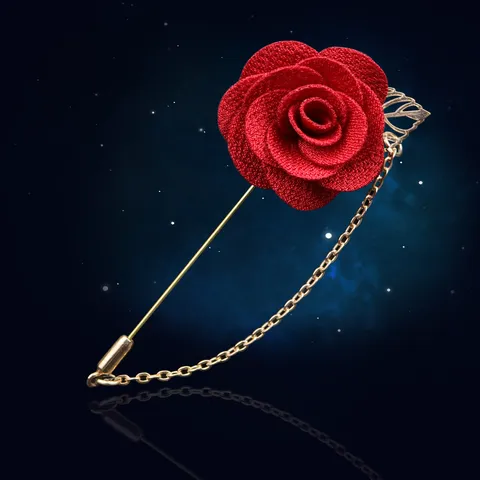 Koreanischer Stil Hochzeit Trauzeugen Brautjungfer Rose Blume Brosche Stoff Lange Nadel Quastenkette Herren Business Anzug Korsage Zubehör