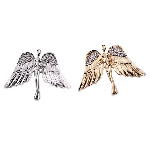 Broche de Alas de Ángel de Strass de Aleación Vintage para Hombre Traje Camisa Alfiler Broche Insignia de Solapa de Cristal Galvanizado de Alta Calidad