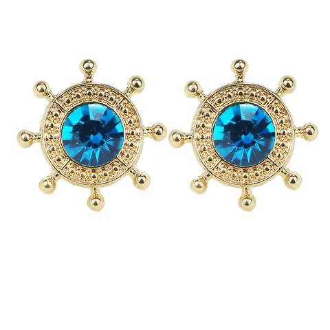 Vintage Alloy Ship Rudder Collar Pin Rhinestone Brooch For Men Women Shirt Lapel Jewelry Accessory