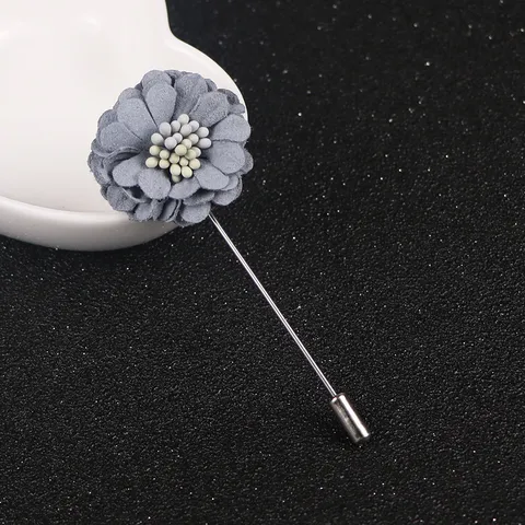 Broche de Revers en Tissu de Style Coréen pour Femmes Épingle à Longue Tige en Alliage Accessoire de Corsage Floral en Perle Artificielle
