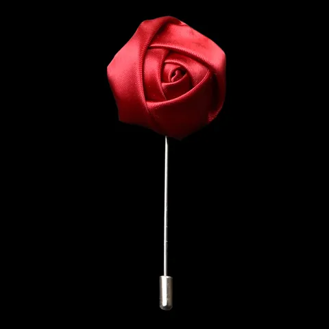 Herren Handgefertigte Satin Stoff Rose Reversnadel Brosche Für Anzug Hochzeit Business Blume Lange Nadel Brosche Pin Zubehör