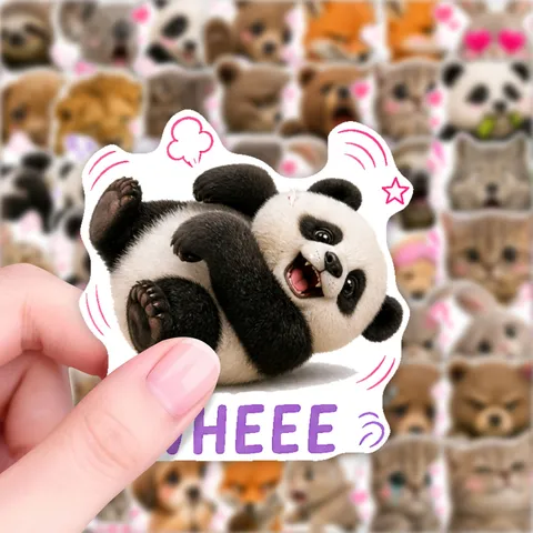 Cute Cartoon Animal Expression Stickers Funny Meme Waterproof Decorative Decals For Journal Phone Case Scrapbook Stationery Decoration