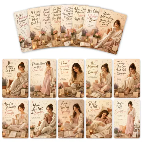 Inspirational Affirmation Wall Decor Cards Positive Quotes Art Paper Realistic Character Illustrations Healing Style Cards For Scrapbooking Journaling Home Office Decoration