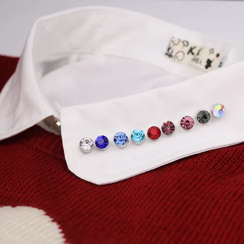 Eleganter Legierung Strass Kragenadel Mini Kristall Brosche Anzug Hemd Knopf Nadeln Geometrische Kleid Zubehör Für Unisex Schmuck