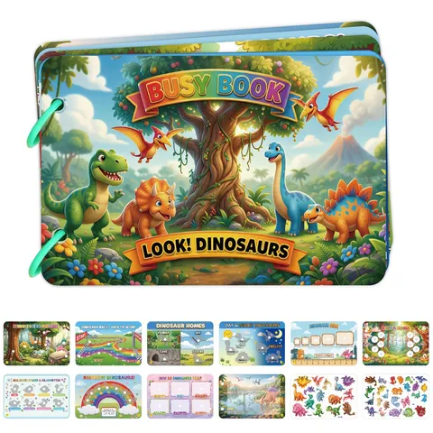 Kids Reusable Sticker Busy Book Dinosaur Matching Game Educational Quiet Book Montessori Interactive Activities For Toddlers