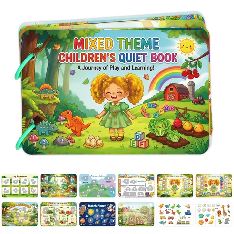 Educational DIY Quiet Busy Book for Toddlers Mixed Theme Stickers Dinosaur Animal Traffic Cognitive Early Learning Toy