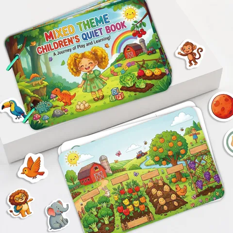 Educational DIY Quiet Busy Book for Toddlers Mixed Theme Stickers Dinosaur Animal Traffic Cognitive Early Learning Toy