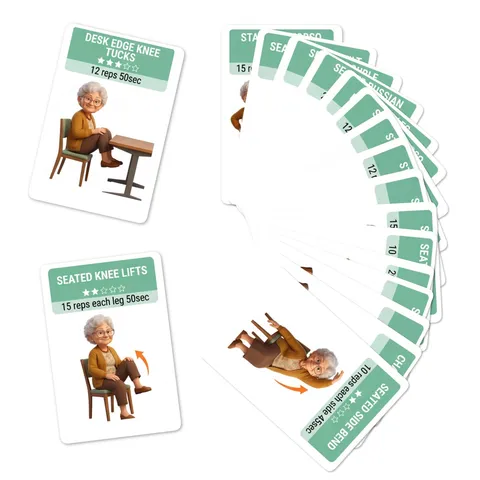 Gecoat Papier Senioren Core Buikactivatie Oefenkaarten Lage Intensiteit Workout Instructiegids Voor Ouderen