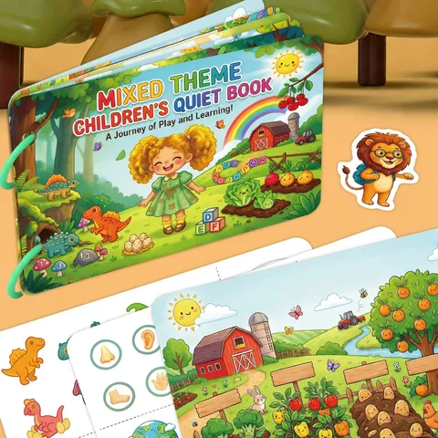 DIY Mixed Theme Children's Quiet Book Early Education Cognitive Learning Busy Book With Velcro Sticker For Toddlers Kids